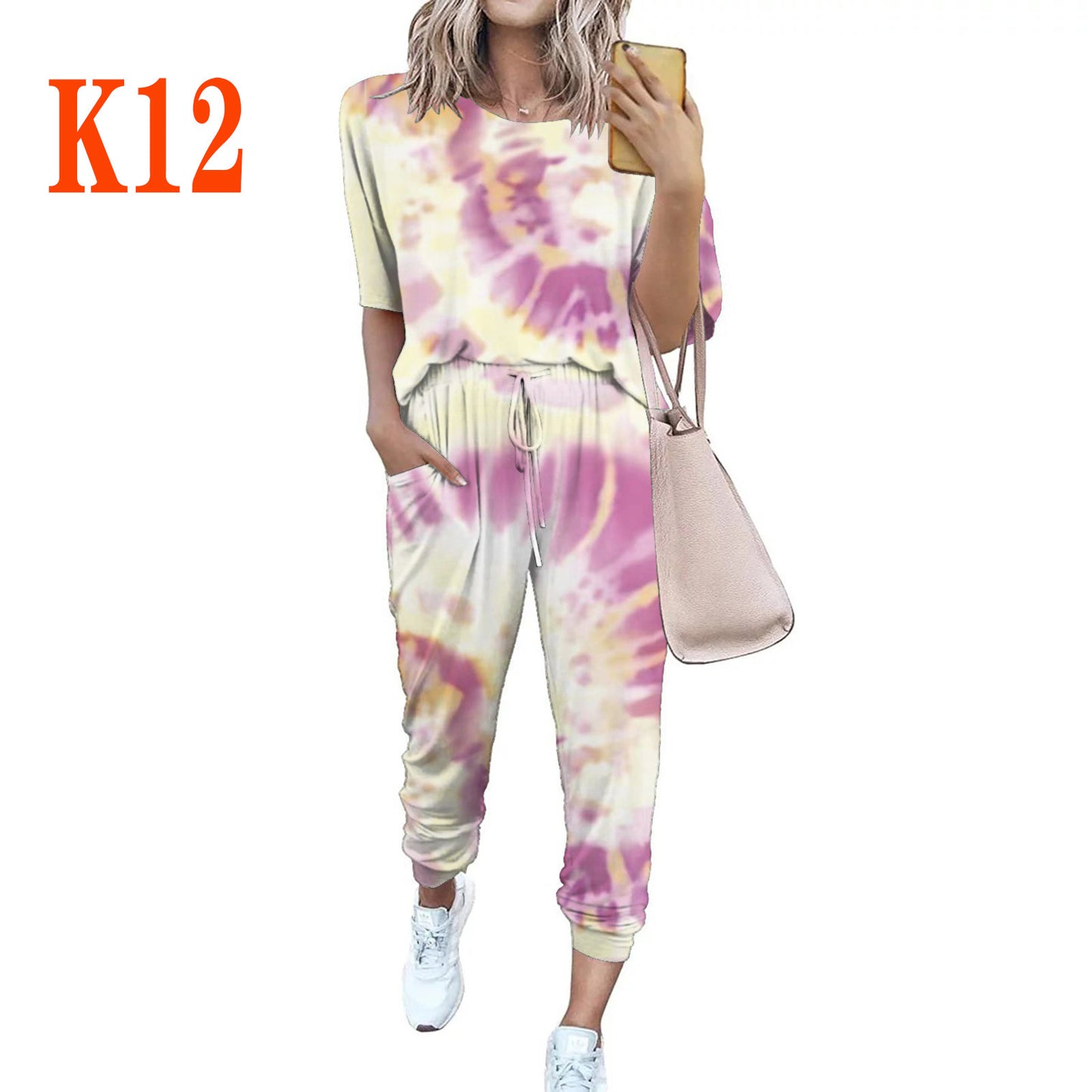 Dame afslappet jumpsuit med blomsterprint og elastisk bånd Stilla