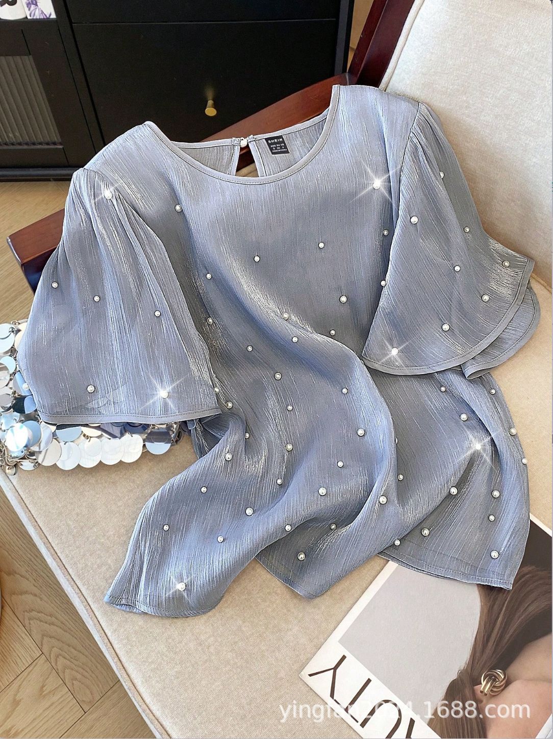 Dame dekoreret puffærme bluse Stilla