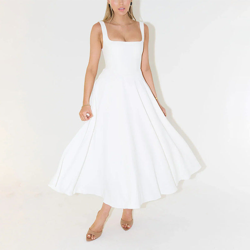 Dame Elegant A-linje kjole med firkantet udskæring og svingende skørt Stilla