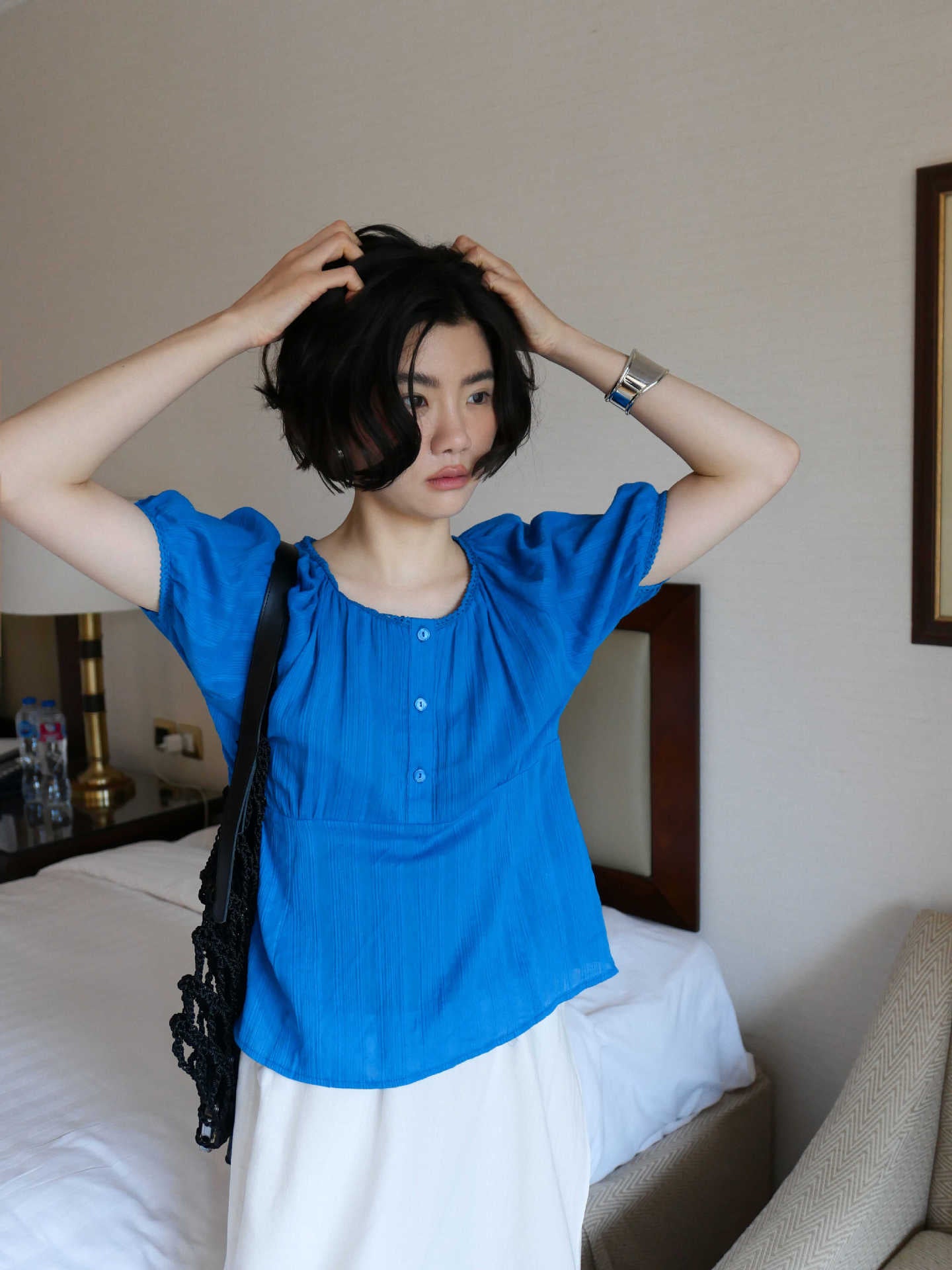 Dame afslappet bluse med let rynke design og flatterende snit Stilla