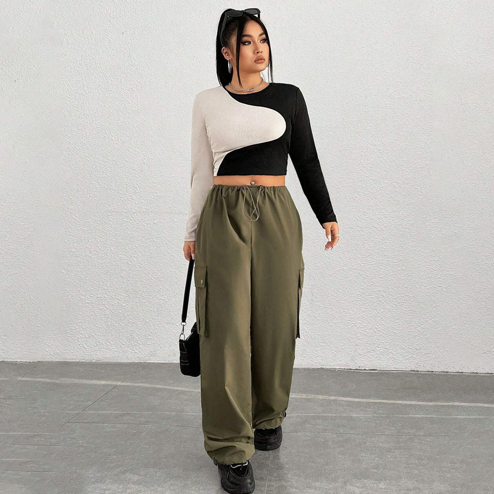 Dame cropped Langærmet skjorte med kontrasterende design og figurvenlig skæring Stilla