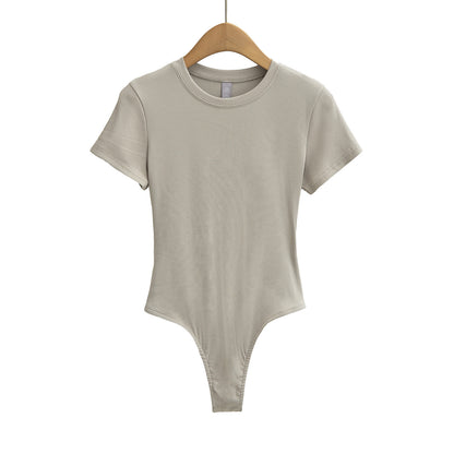 Dame figurnær Bodysuit i høj kvalitet rib-stof med kort ærme Stilla