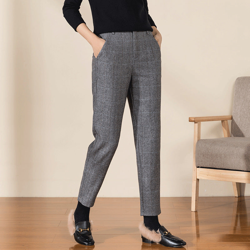 Dame elegant blyantsbukser med fine striber og høj talje Stilla