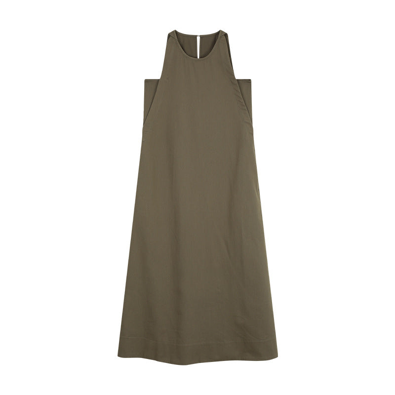 Dame afslappet midikjole med høj krave Stilla