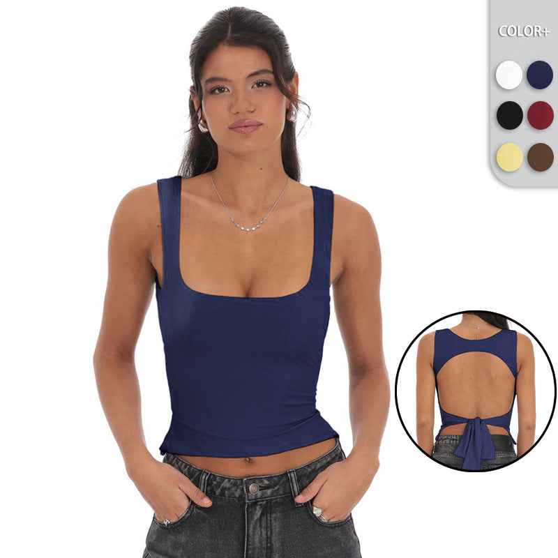 Dame Figurtilpasset Crop-Top med firkantet udskæring og brede stropper Stilla