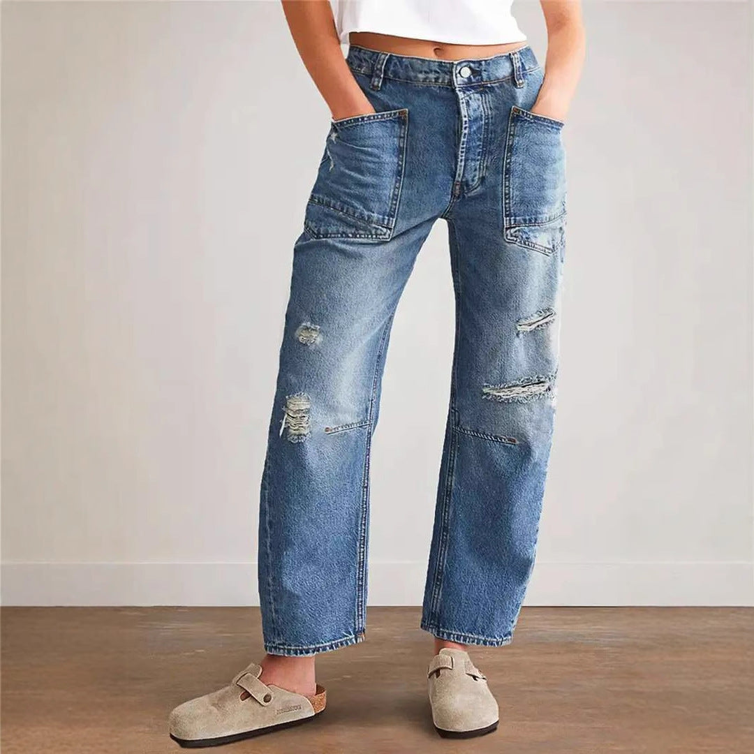 Dame denimbukser med store lommer Stilla