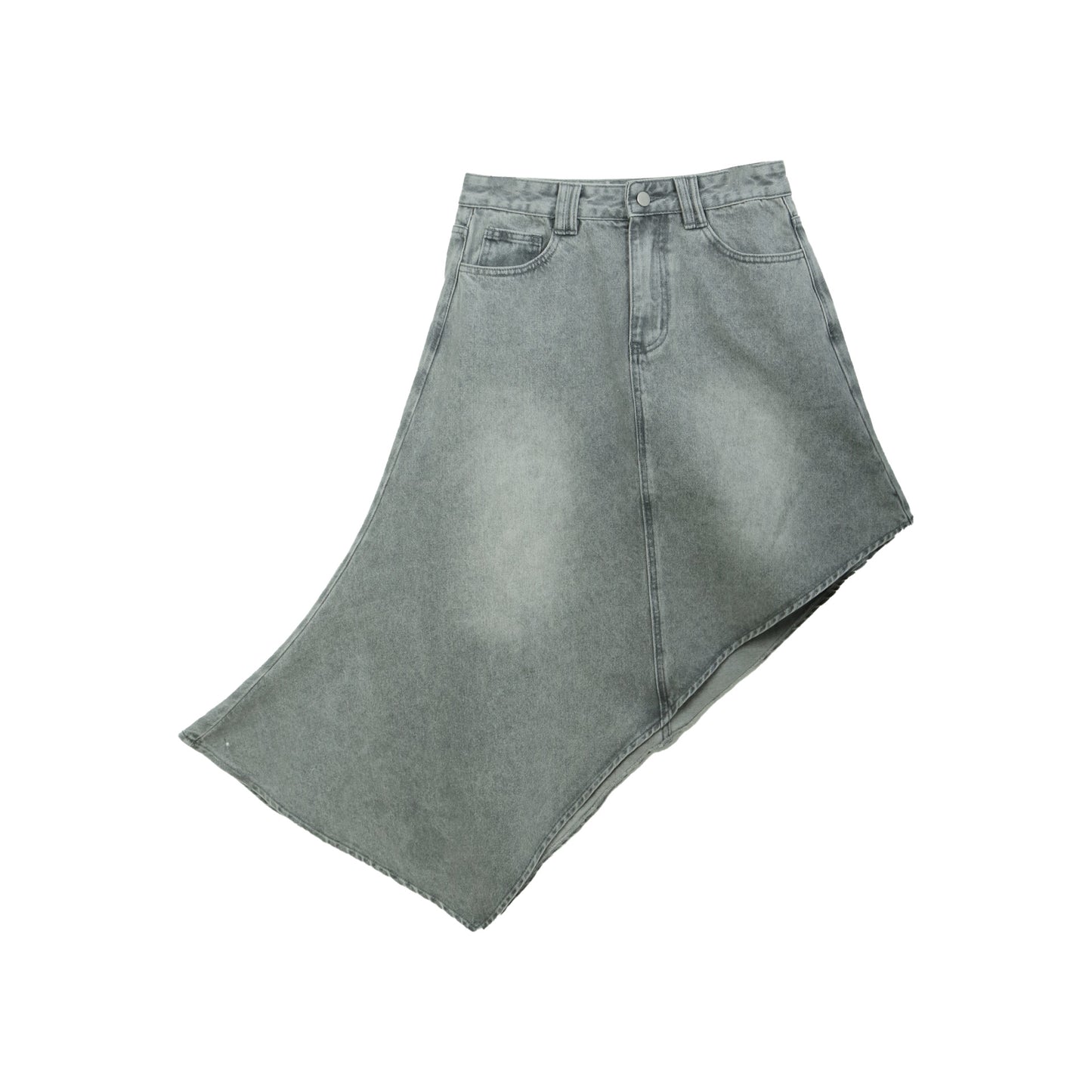 Dame afslappet jeansjakke med asymmetrisk snit og moderigtig denimnederdel Stilla