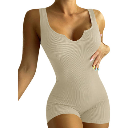 Dame figursyet Rib-Bodysuit med V-hals Stilla