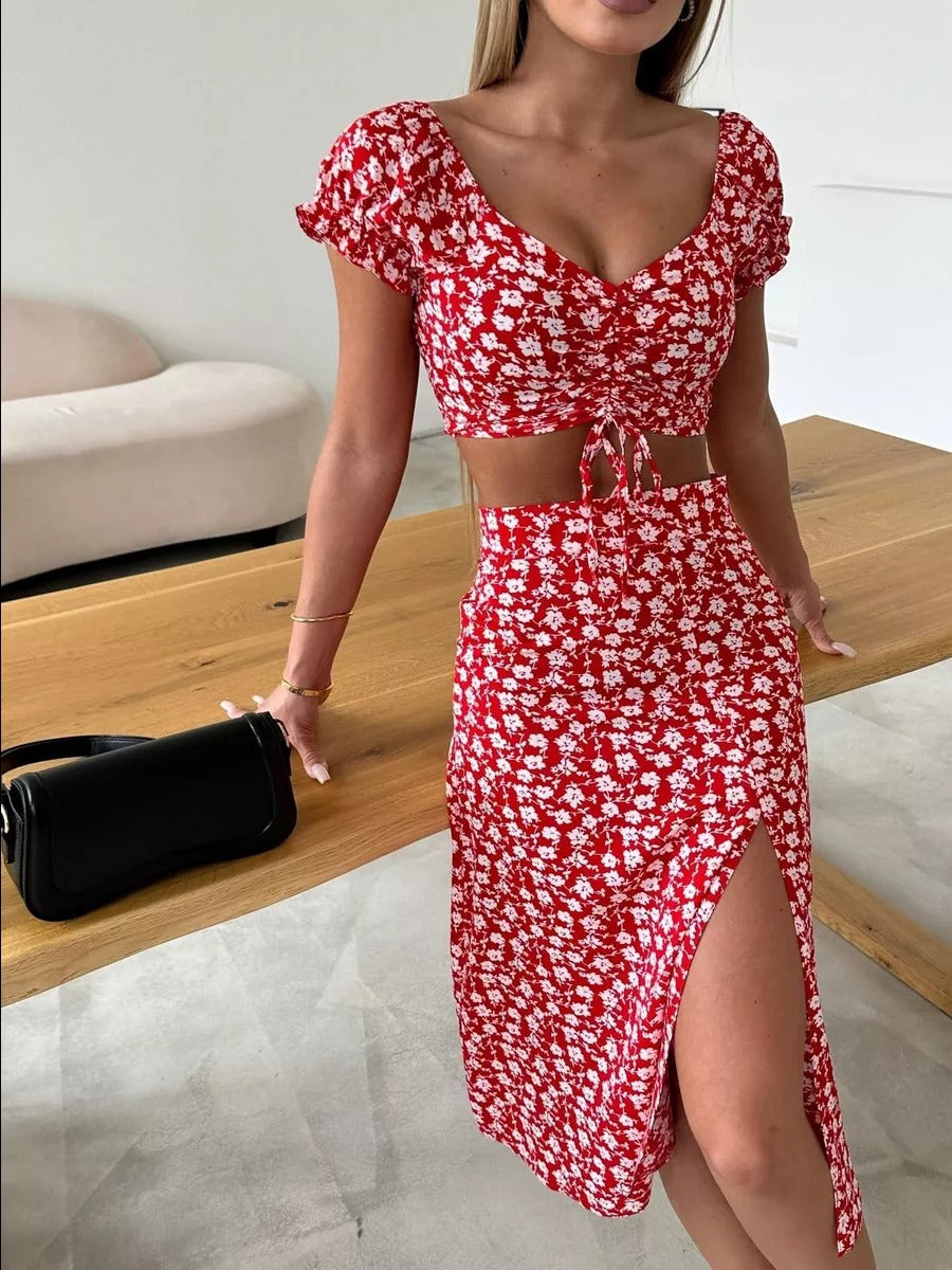 Dame Crop-Top med rynk og åben skulderparti Stilla