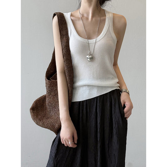 Dame afslappet ribbet t-shirt med brede stropper og komfortabel pasform Stilla