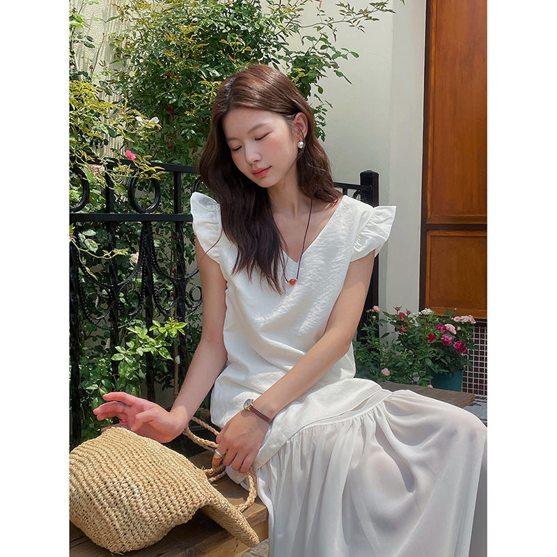 Dame afslappet kjole med flæseærmer og flydende nederdel Stilla