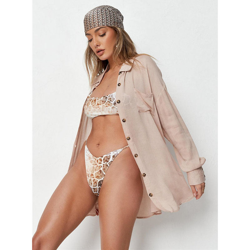 Dame afslappet strandbluse med høj kvalitets knapdetalje Stilla