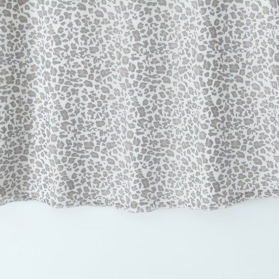 Dame A-linje nederdel i afslappet leopardmønster med sløjfedetalje Stilla