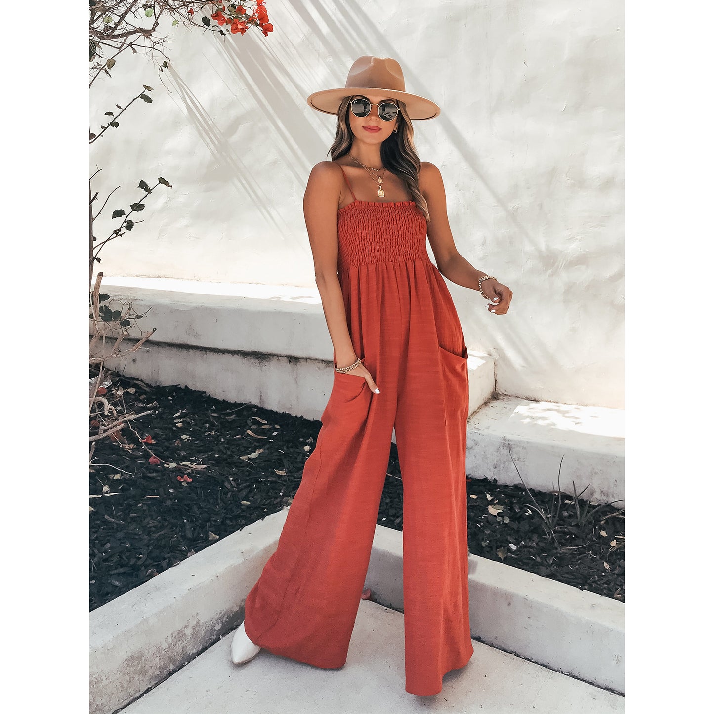 Dame Lækkert Jumpsuit med elastisk overdel og sidelommer Stiila