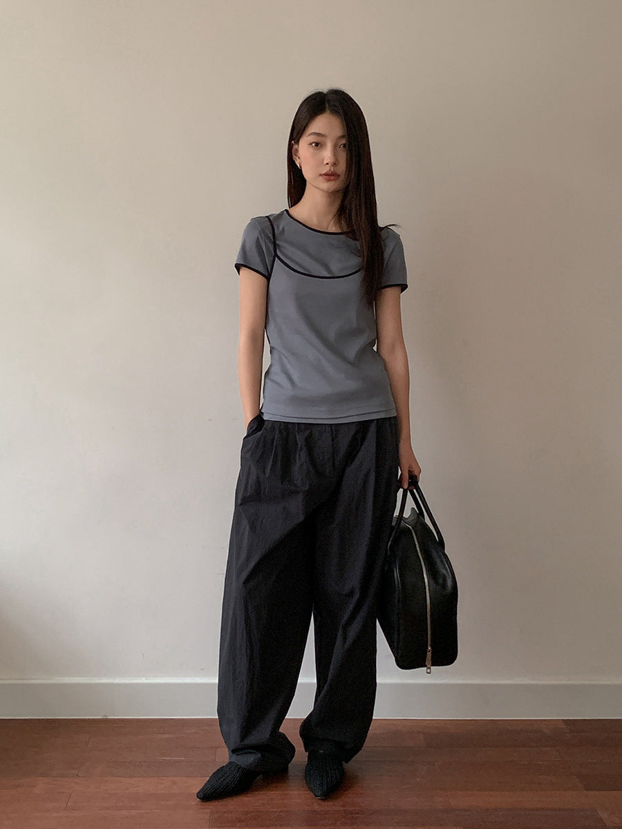 Dame afslappet oversized T-shirt med blød rund halsudskæring og fashionable detaljer Stilla