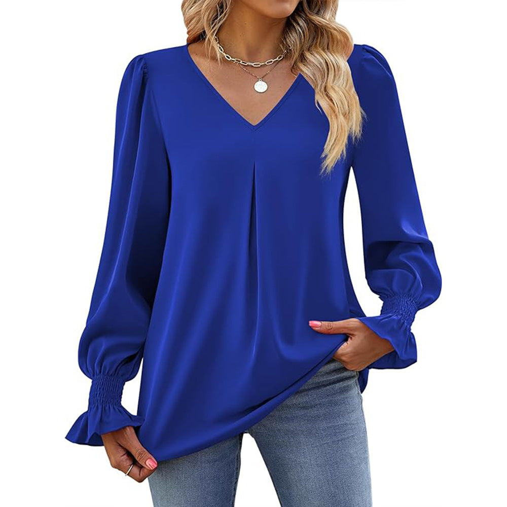 Dame elegant bluse med puffærmer Stilla