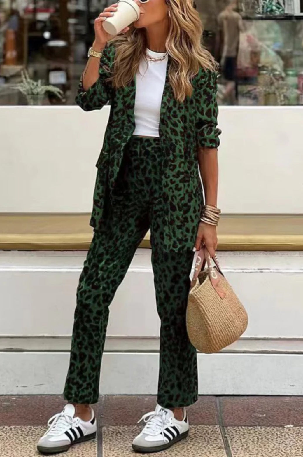 Dame Elegant Animal-Print Jumpsuit med talje Stilla