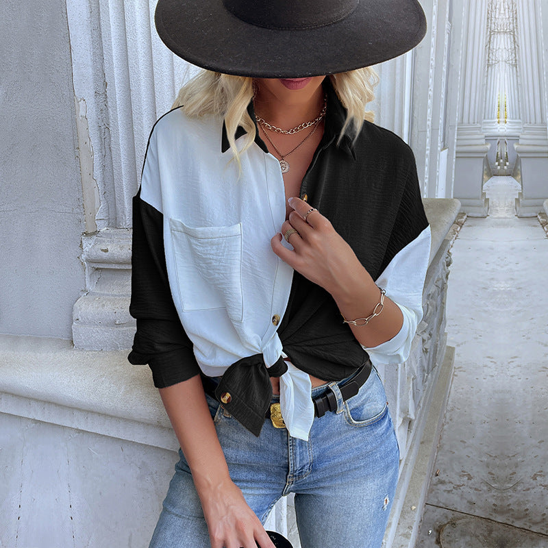 Dame Elegant Bluser med asymmetrisk knapliste og brystlomme Stilla