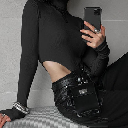 Dame Langærmet Bodysuit med kreativ Cut-Out-Design Stilla