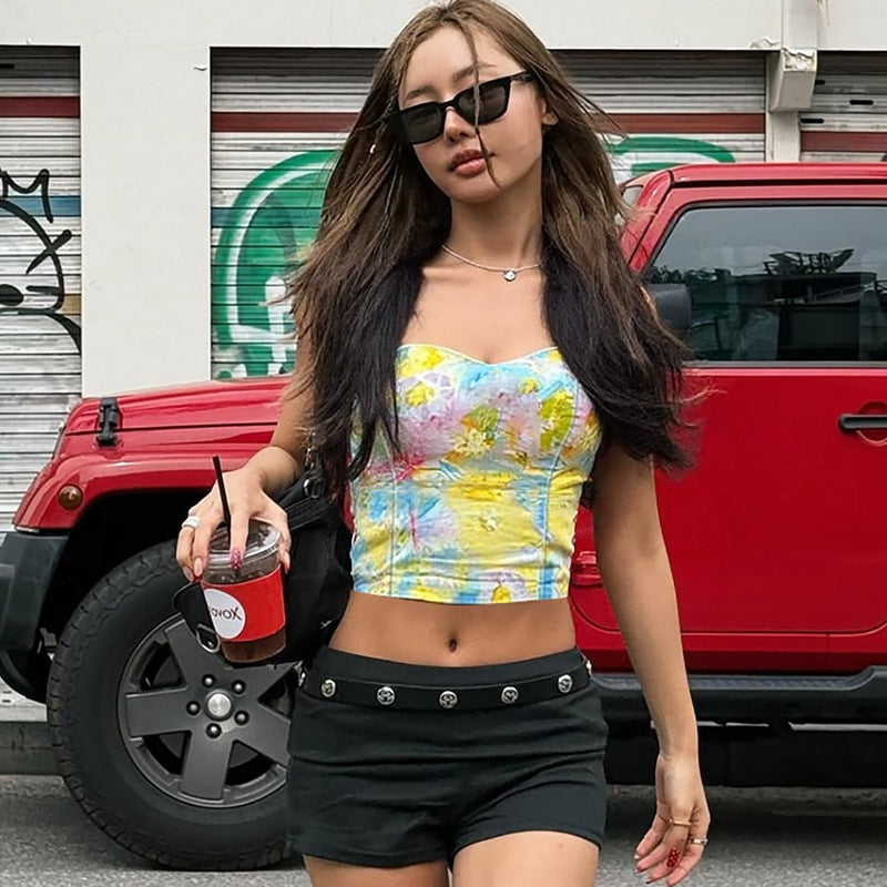 Dame Elegant Bustier-top med floral design og smal pasform Stilla