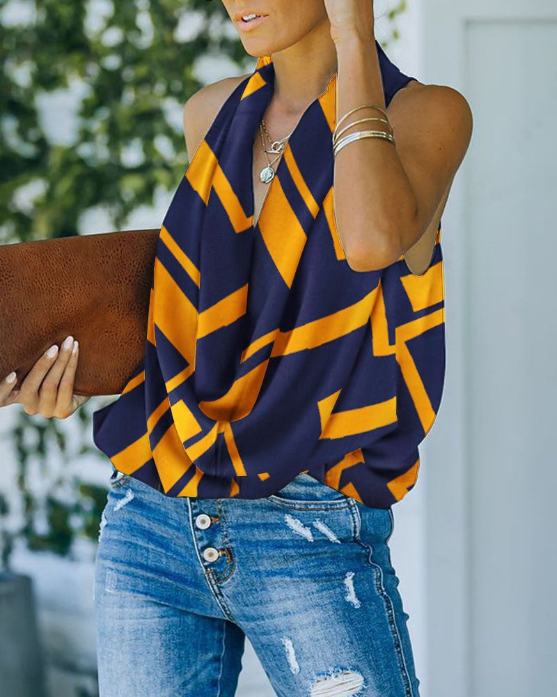 Dame Elegant Bluse med romantisk Vandfald-Udskæring og afslappet Snit Stilla