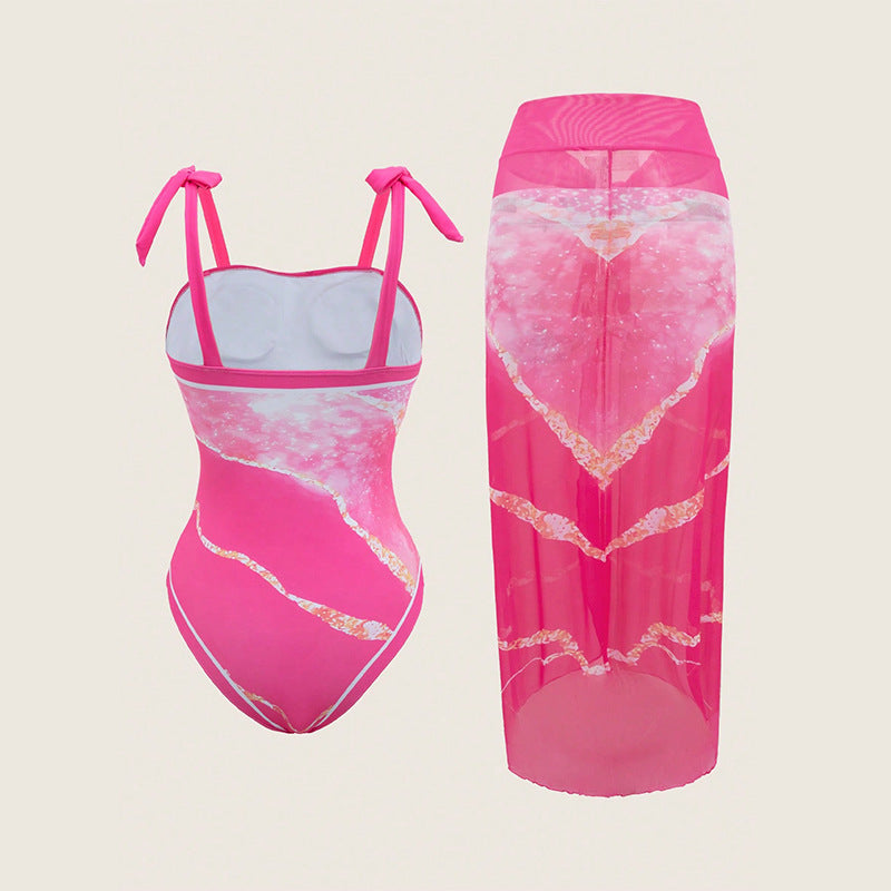 Dame Cut-Out Én-delt Badedragt og gennemsigtig Cover-Up Sæt Stilla