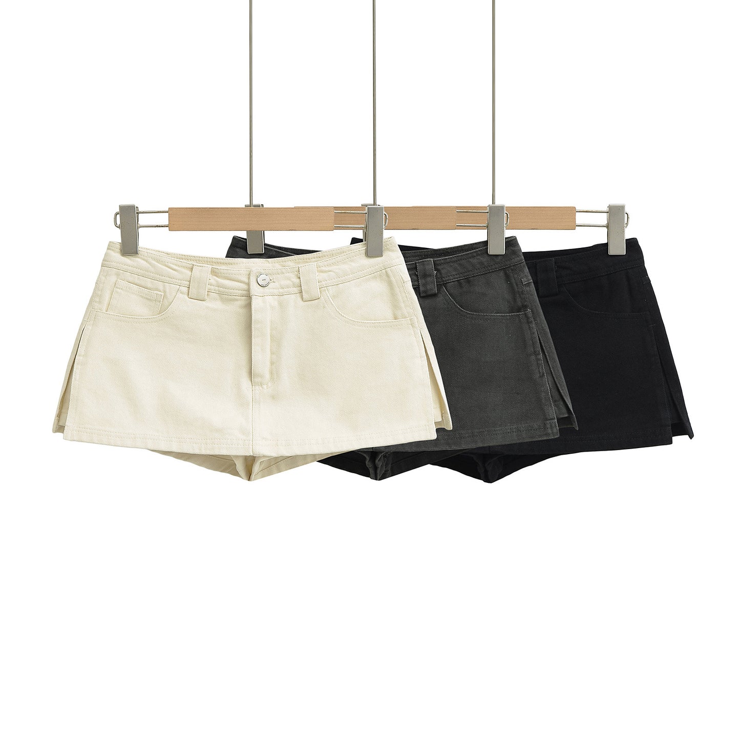 Dame Denim Minikjole med svingende kant og raffineret knapliste Stilla