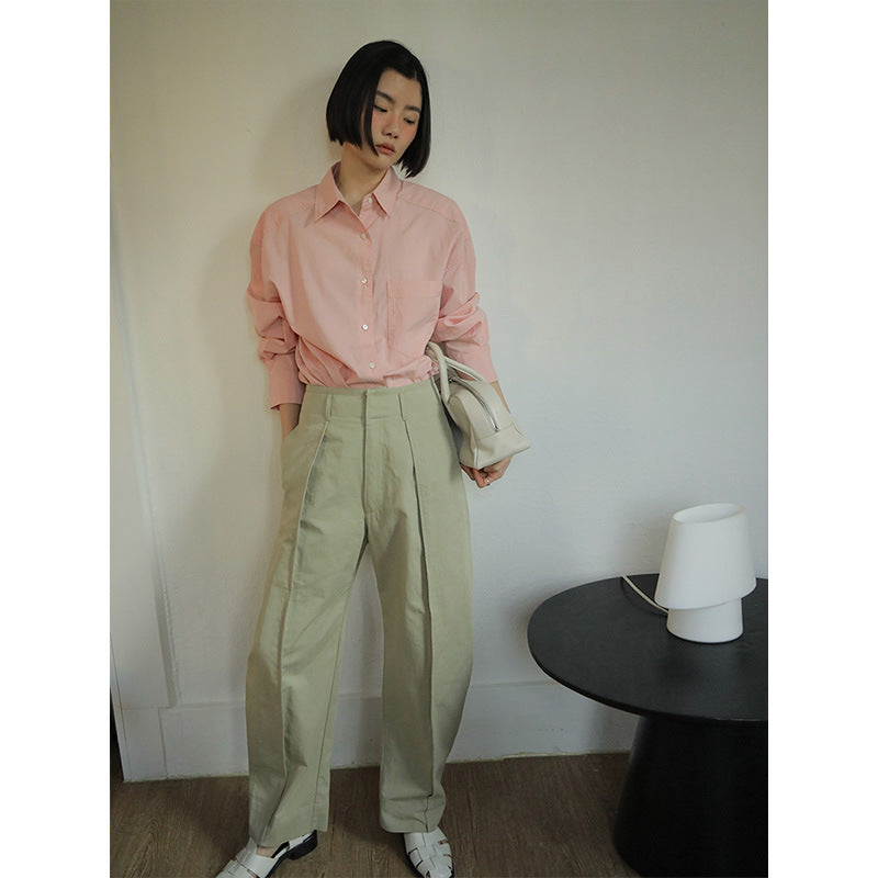 Dame afslappet langærmet skjorte med moderne snit og praktisk lomme-design Stilla