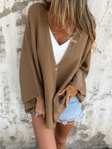 Dame afslappet oversize cardigan med knapdetaljer og bred pasform Stilla