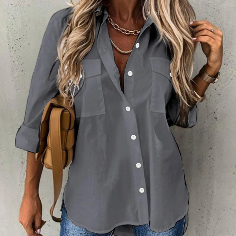 Dame afslappet skjorte med brystlommer og moderne snit Stilla