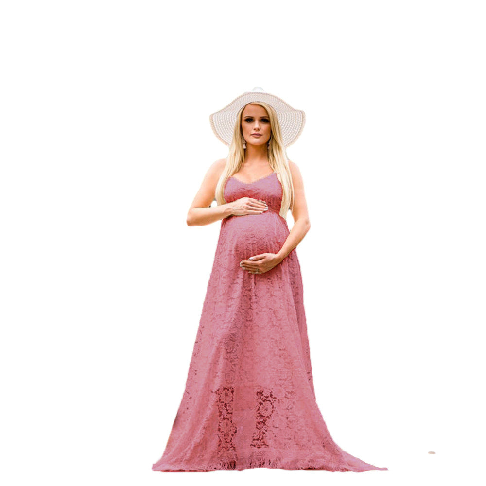 Dame Elegant Blonde Graviditet Maxi Kjole Stilla