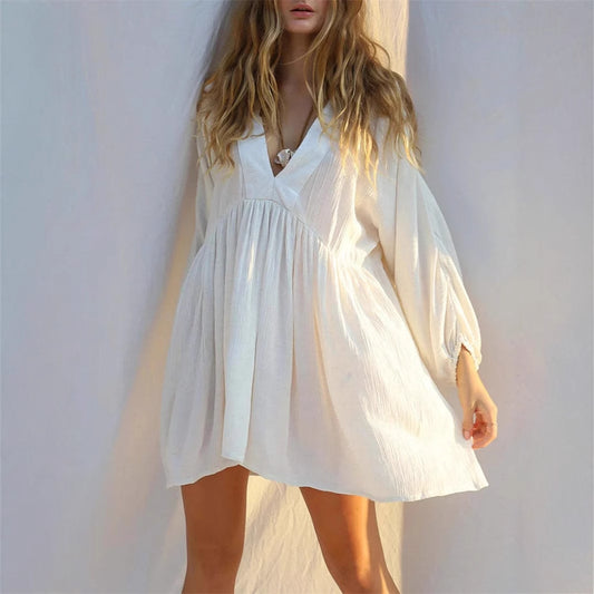 Dame afslappet og luftig kjole med V-hals Stilla