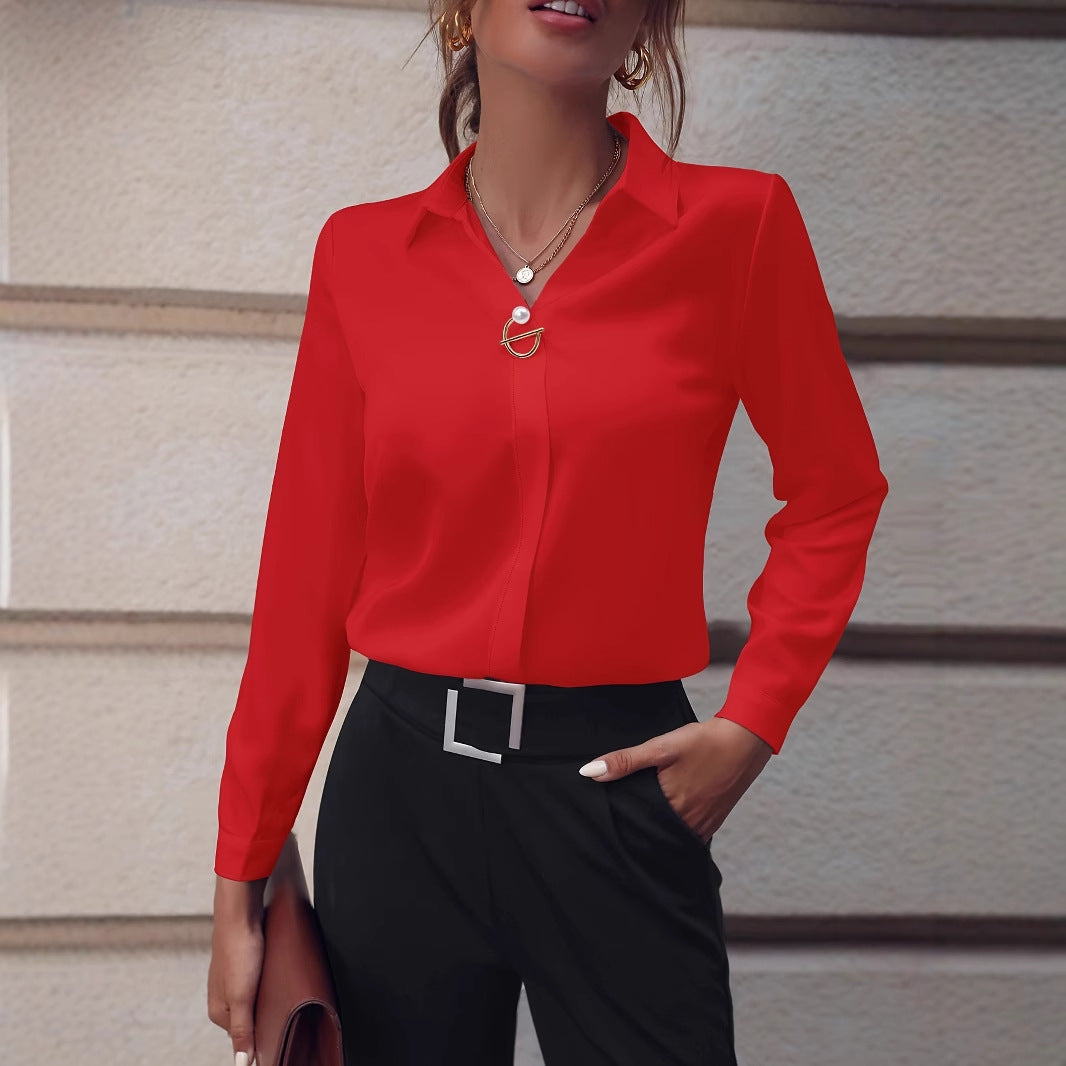 Dame elegant bluse med moderne krave Stilla