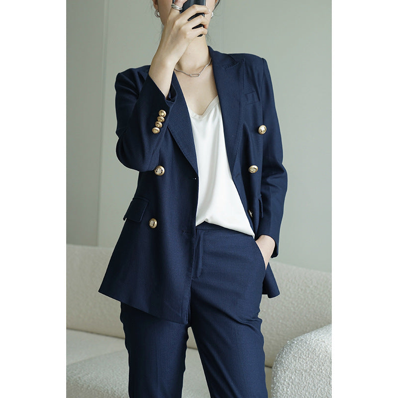 Dame elegant jakkesæt med figursyet blazer og smalt skåret bukser Stilla