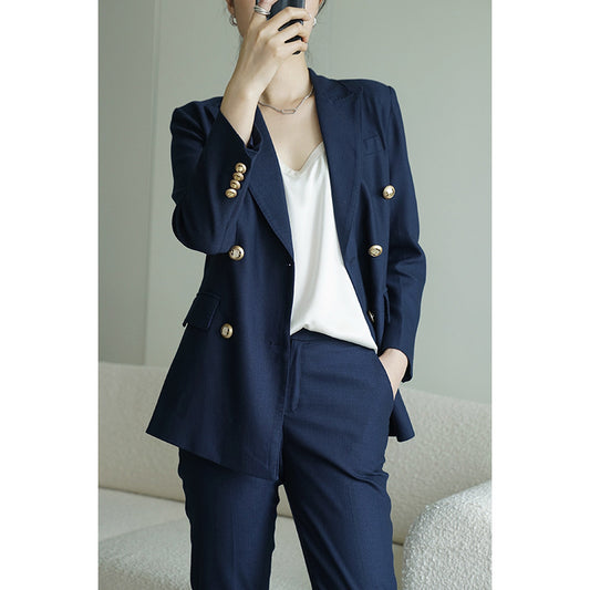 Dame elegant jakkesæt med figursyet blazer og smalt skåret bukser Stilla