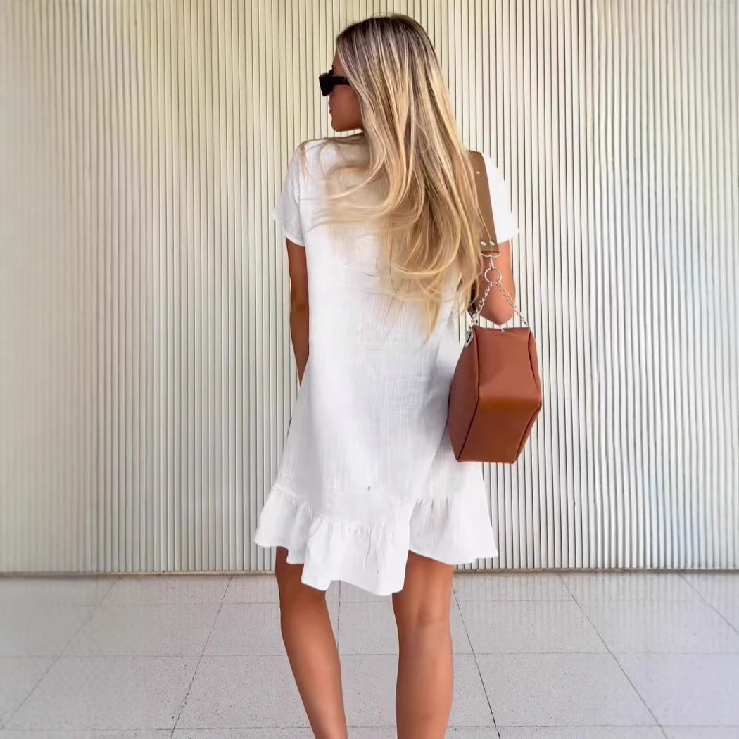 Dame afslappet sommerkjole med flæse Stilla