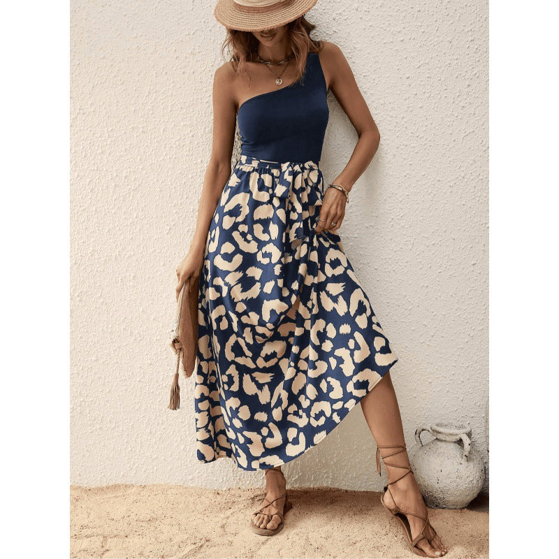 Dame Elegant En-Skulder Maxi Kjole Stilla