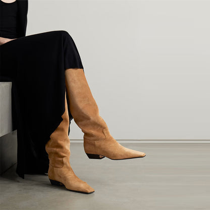 Femme Sleek Spidsfod Lårhøje Stiletto Støvler Stilla