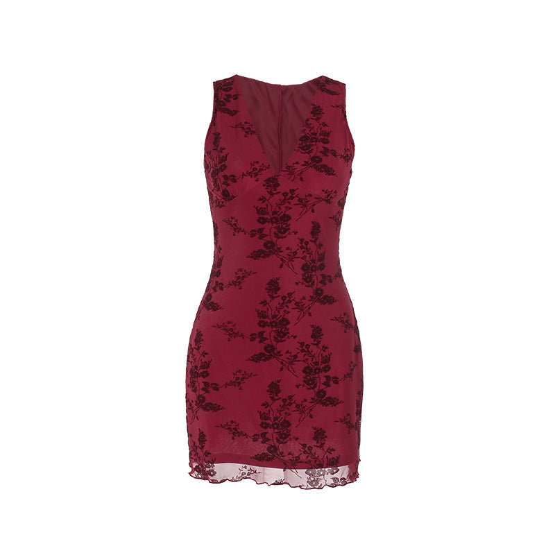 Dame Elegant Floral Bodycon Mini Kjole Stilla