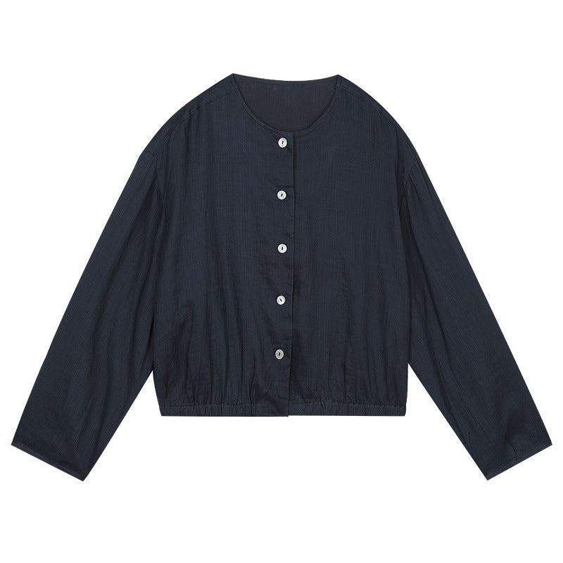 Dame afslappet blusejakke med knaplukning og elastisk kant Stilla