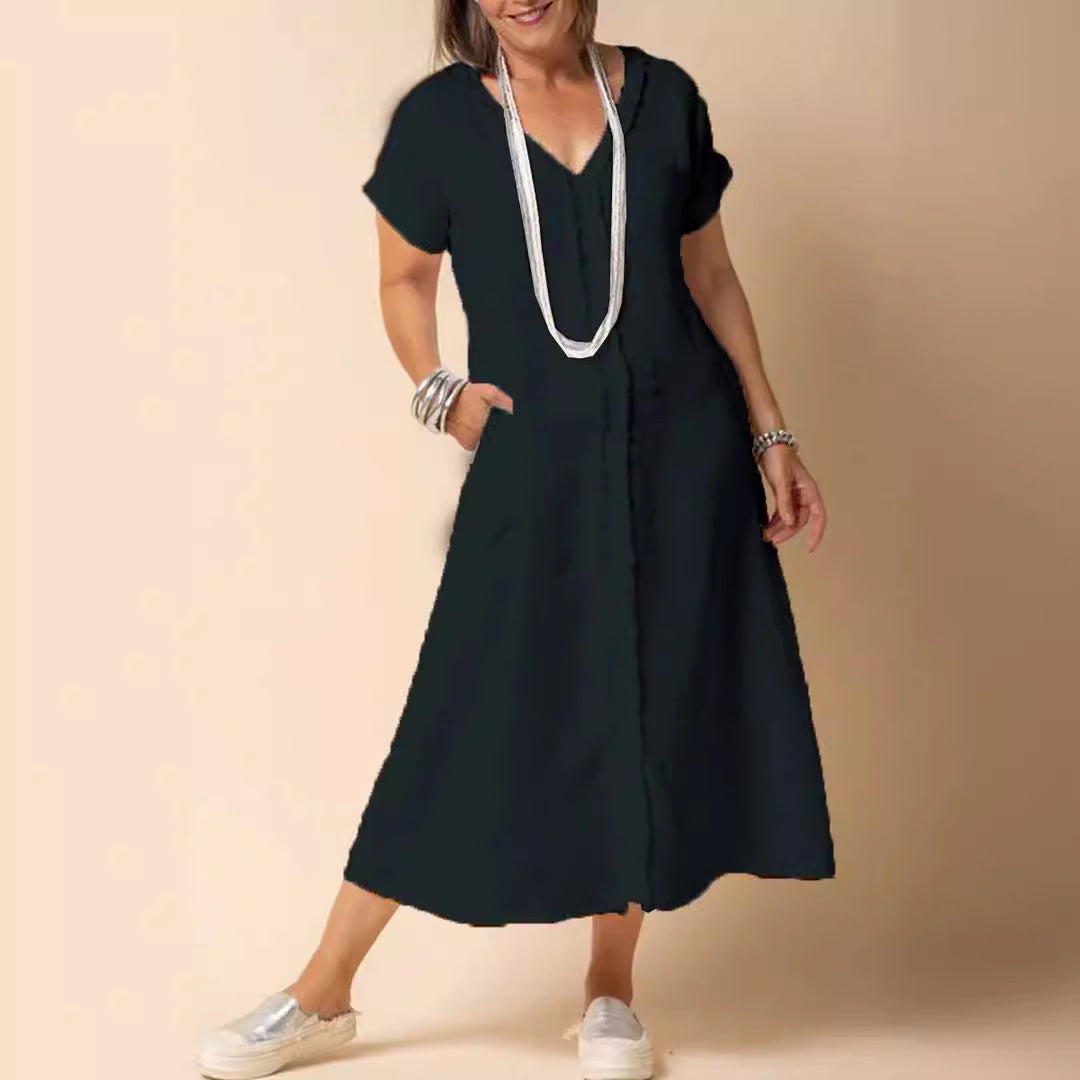 Dame afslappet maxikjole med lommer Stilla