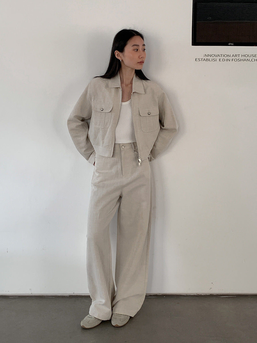 Dame cropped Utility-jakke med praktiske lommer og moderne lynlås Stilla