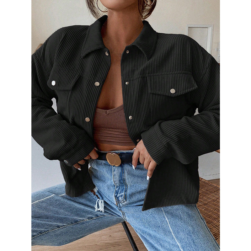 Dame afslappet cordjakke i oversized stil Stilla