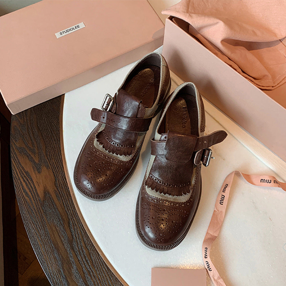 Femme Chic Brogue Stil Mary Jane Sko Stilla