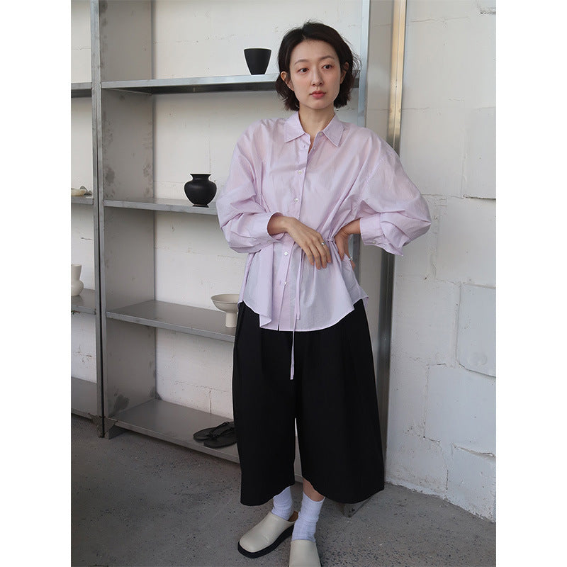 Dame afslappet skjorte med integreret taljebinding og oversized snit Stilla