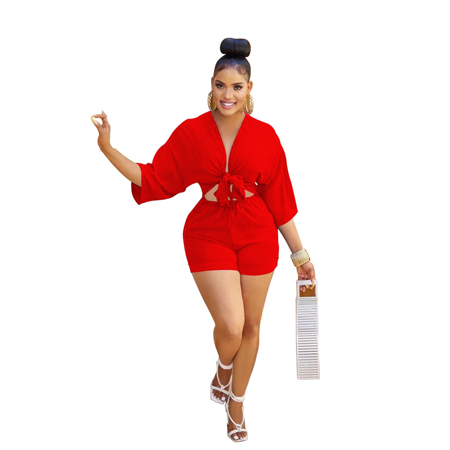 Dame moderne Cut-Out Jumpsuit med elegant knude-detalje Stilla