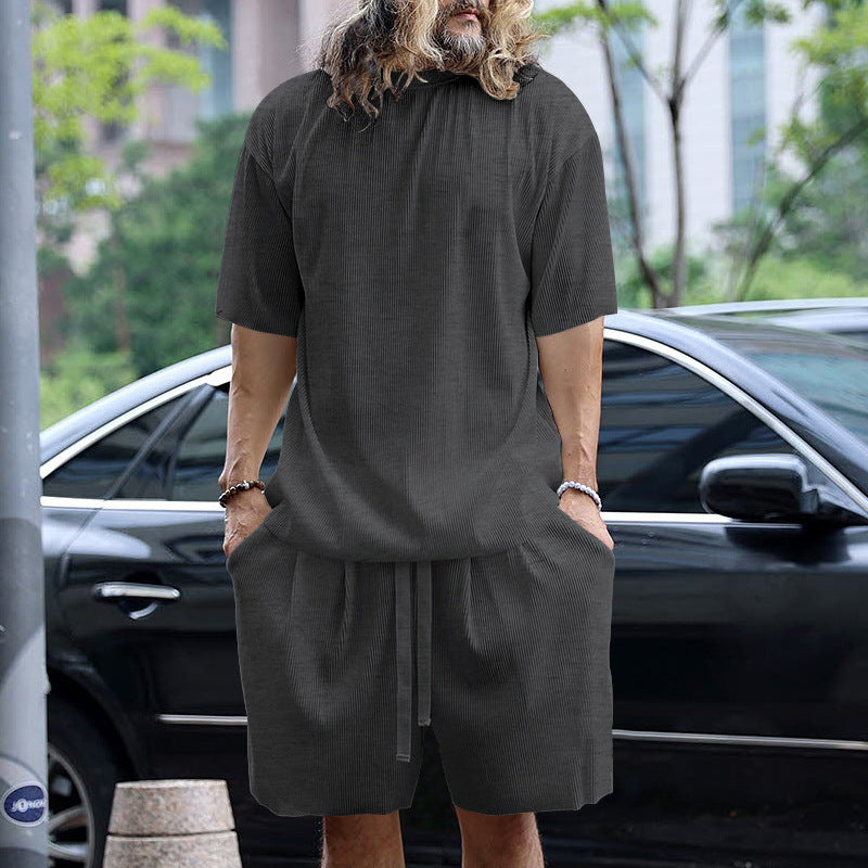 Herrer afslappet sæt lavet af åndbart materiale med kortere top og elastiske shorts Stilla