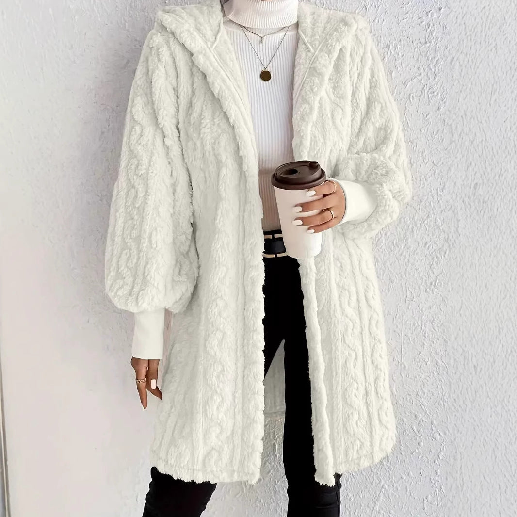 Dame afslappet hættetrøje lavet af slidstærk fleece med voluminøse ærmer Stilla