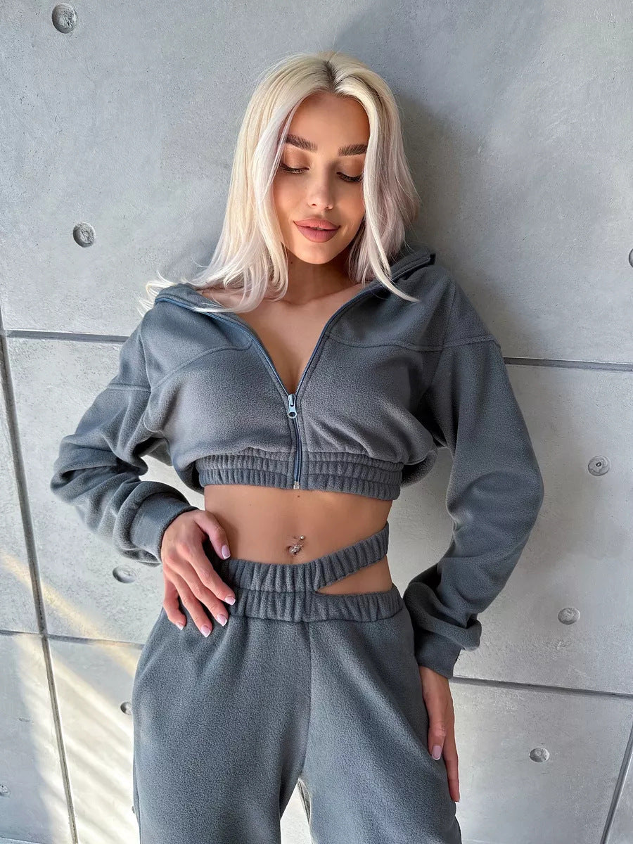 Stilla | Varm Fleece Sweatshirt Dobbelt Talje Bukser Sæt