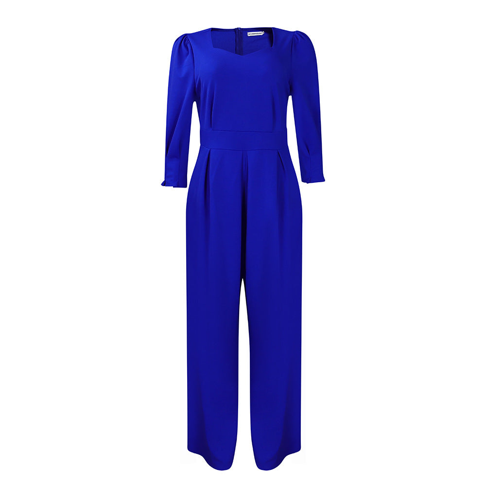Dame Elegant Jumpsuit med lange ærmer og taljering Stilla